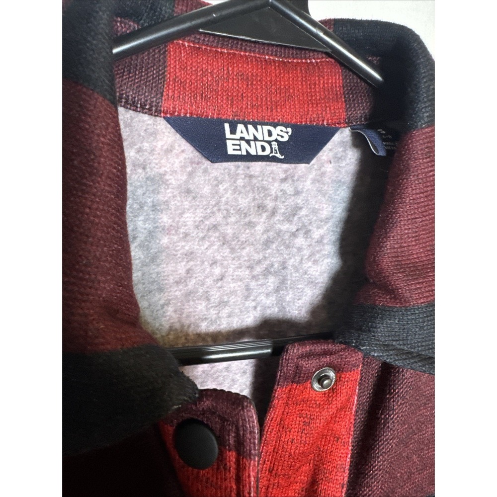 Lands' End Women's Red Black Buffalo Plaid‎ Fleece Shirt Jacket Snap Front Small - Picture 2 of 8